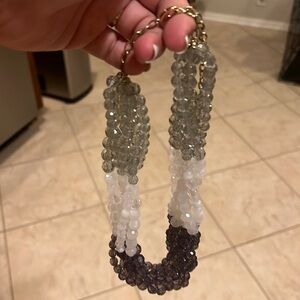Necklace with purple/white/grey beads
